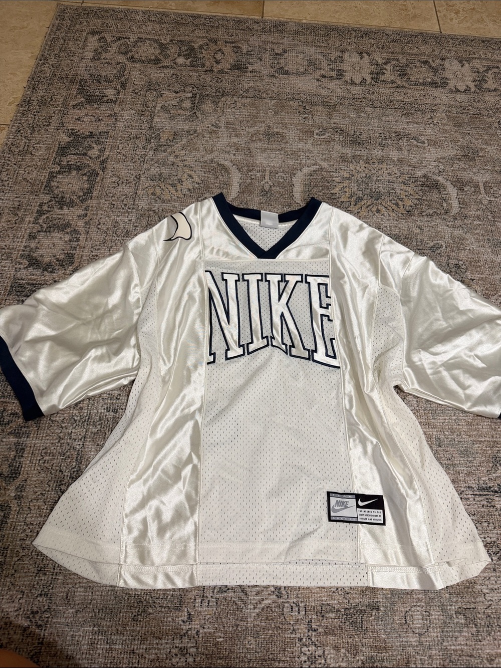 Nike White & Navy Mesh Team Jersey